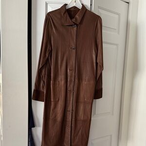 Brown Leather/swede reversible Italian Women's Coat